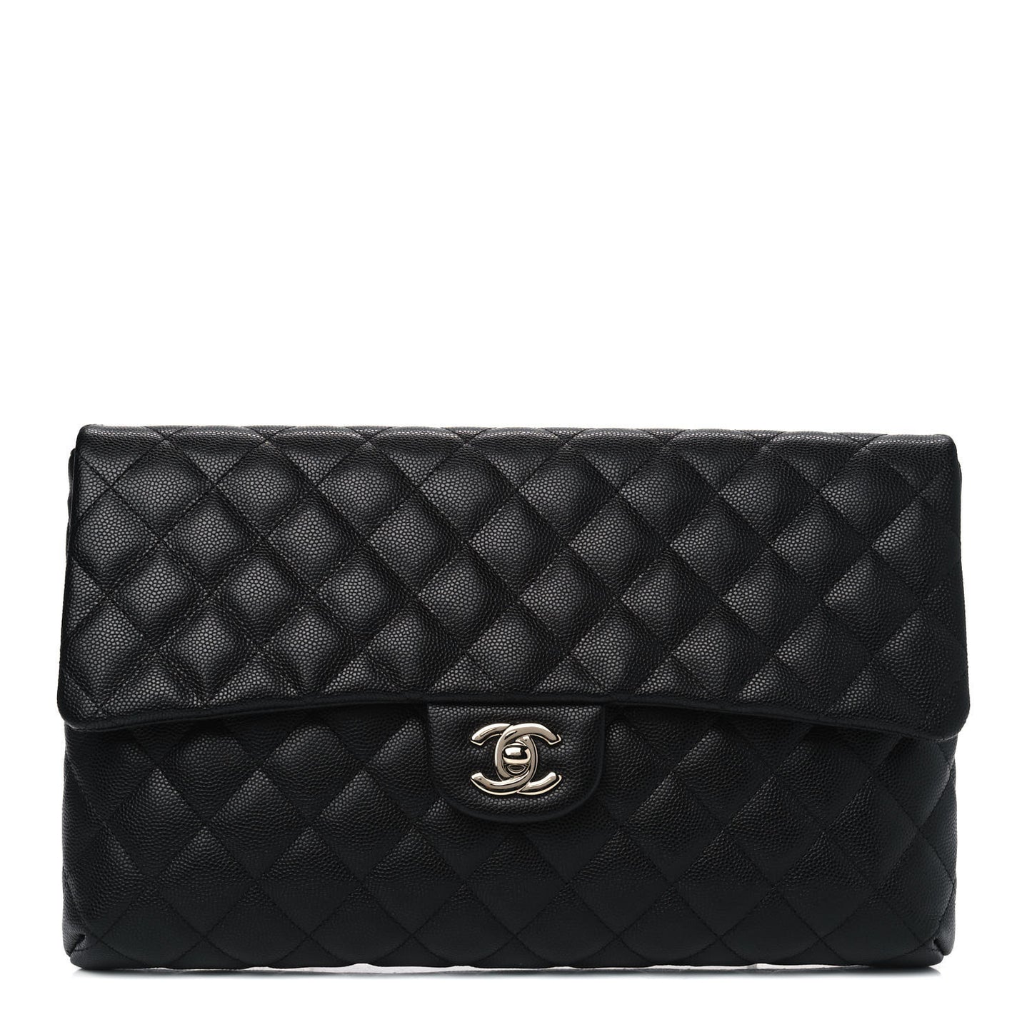 Caviar Quilted Flap Clutch Black