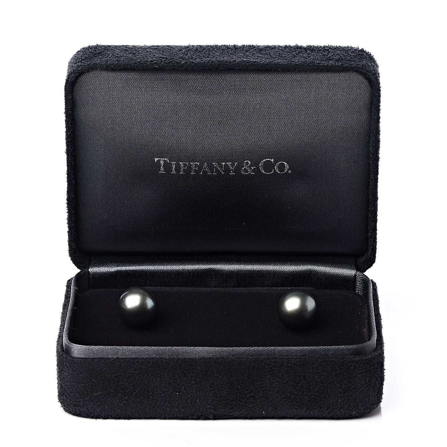 18K White Gold Tahitian Black Pearl 9-10mm Stud Earrings