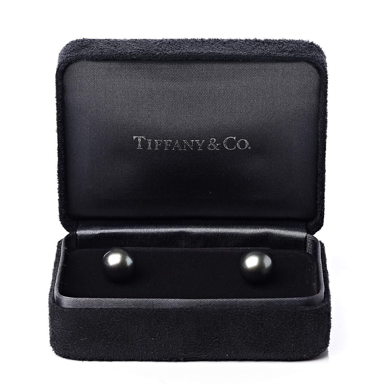 Tiffany 18K White Gold Tahitian Black Pearl 9-10mm Stud Earrings 5 of 5
