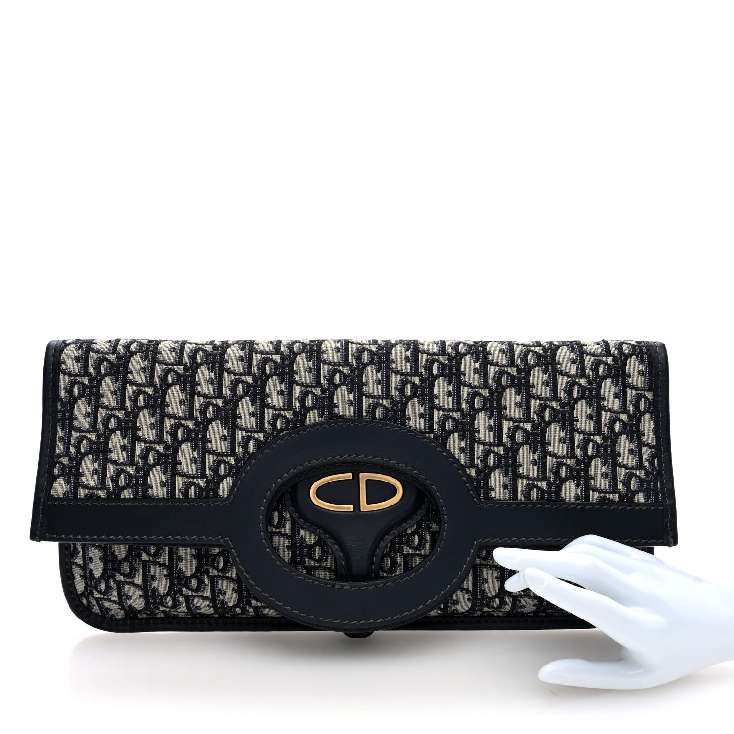 Christian Dior Oblique Fold Over Clutch Blue 2 of 10