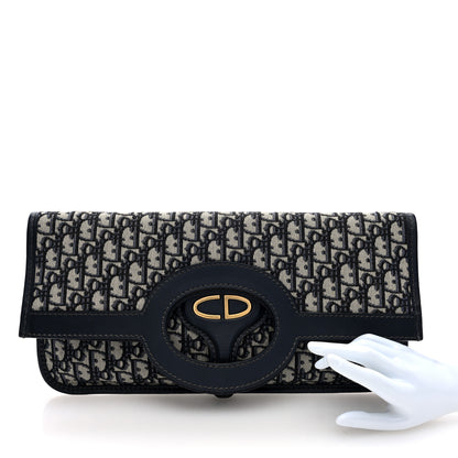 Christian Dior Oblique Fold Over Clutch Blue 2 of 10