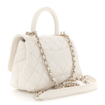 Chanel Caviar Quilted Extra Mini Coco Handle Flap White 3 of 14