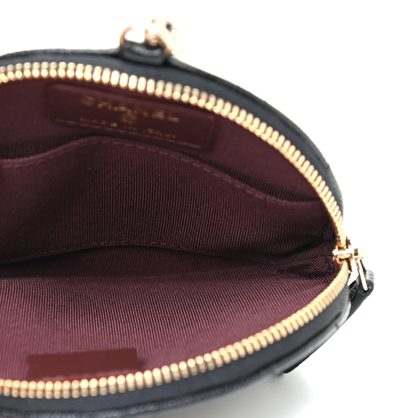 Caviar Quilted Round Clip On Coin Purse Black