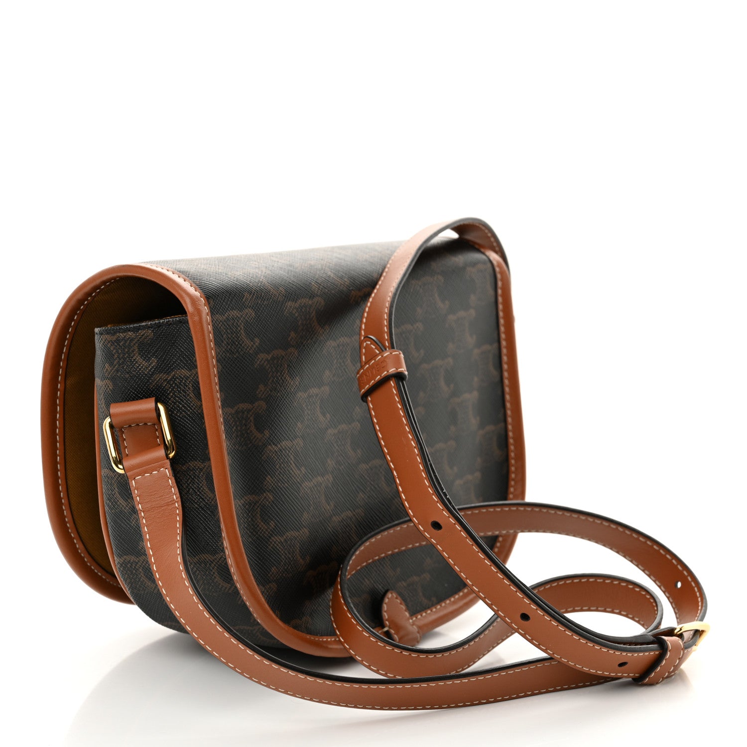 Celine Triomphe Canvas Medium Folco Bag Tan 3 of 11