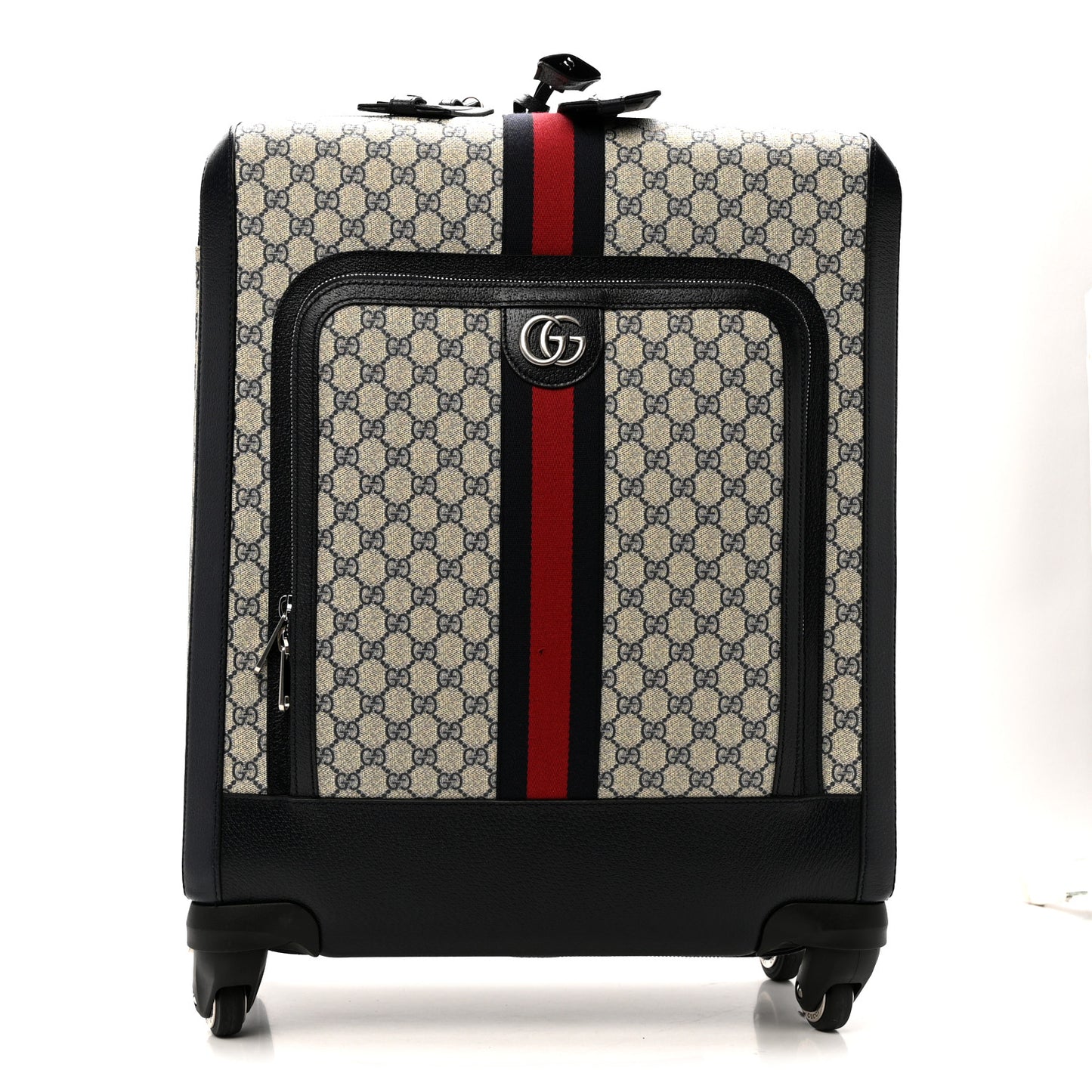GG Supreme Monogram Textured Dollar Calfskin Web Savoy Cabin Plus Trolley Beige Blue
