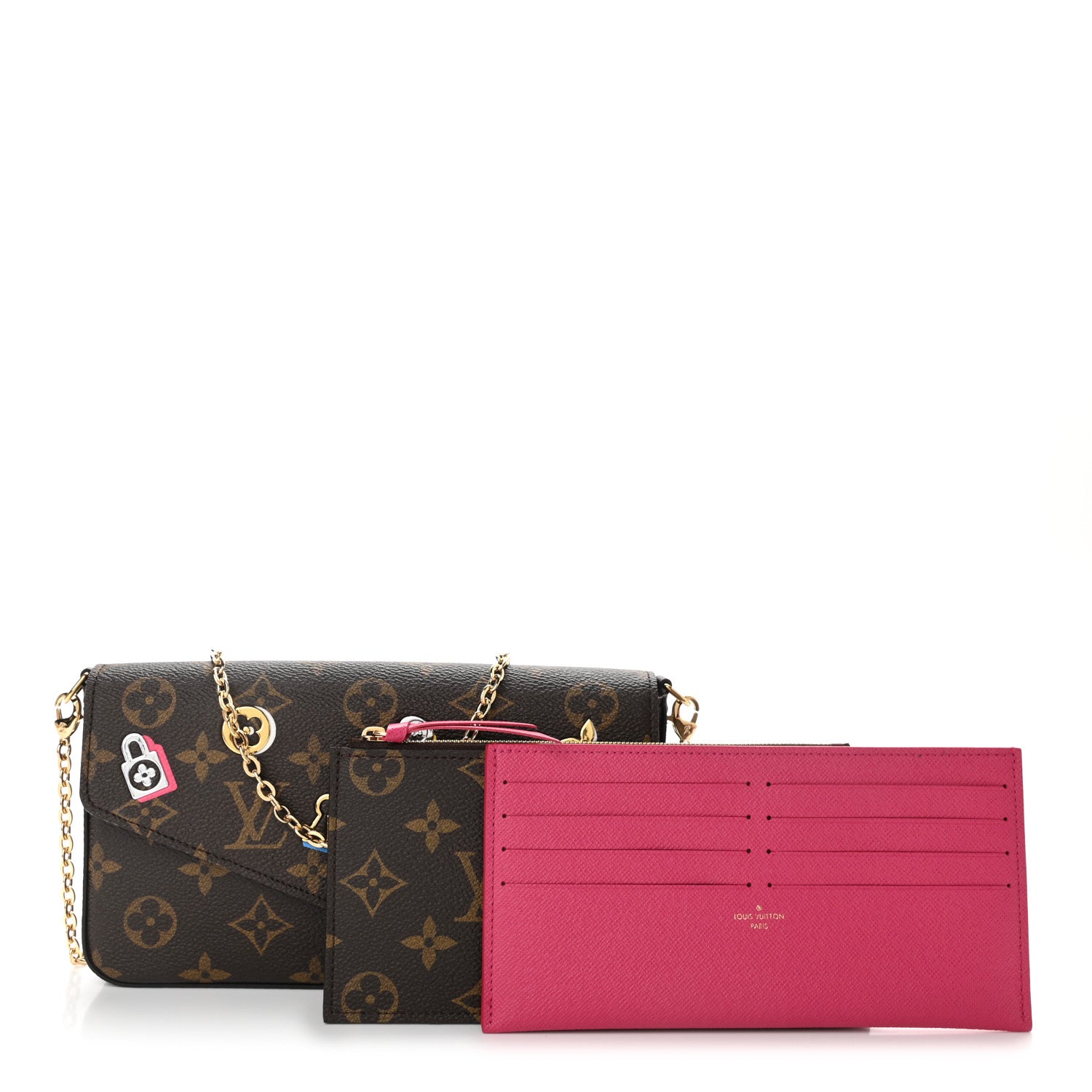 Louis Vuitton Monogram LV Love Lock Pochette Felicie Chain Wallet 1 of 11