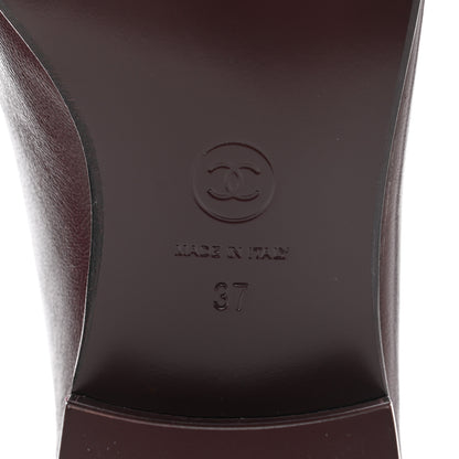 Chanel Lambskin Quilted Boy Loafers 37 Burgundy 6 of 8