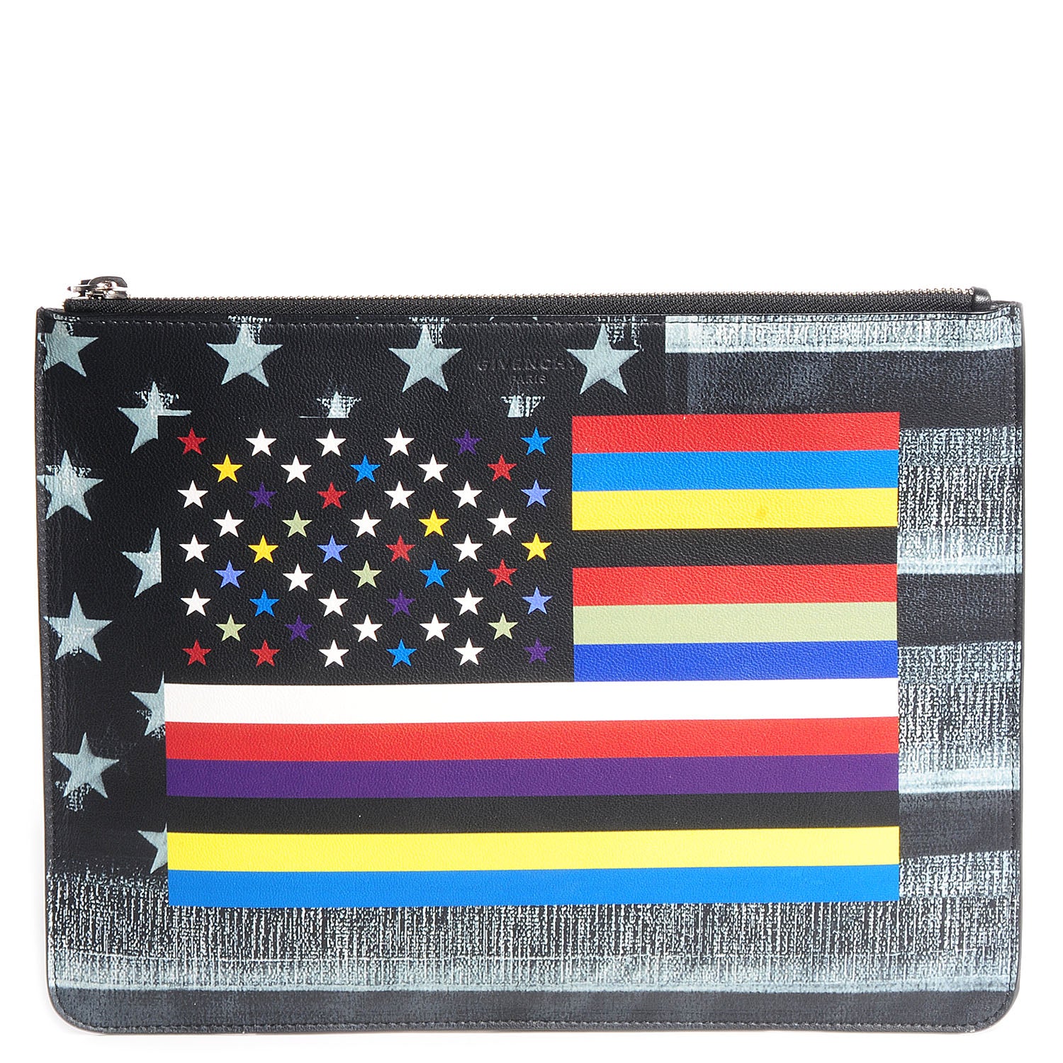 Givenchy Lambskin Flag Print Zip Pouch Multicolor 1 of 9