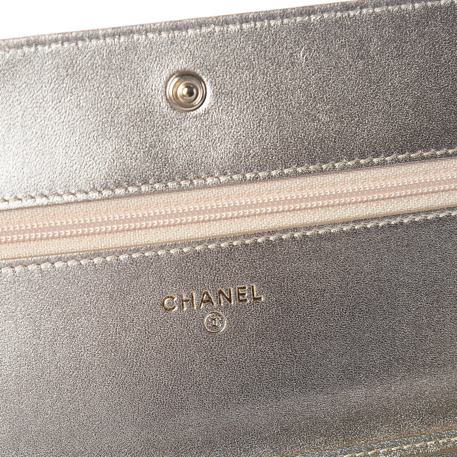 Chanel Satin Diamond Stitch Wallet On Chain WOC Black Gold 6 of 11