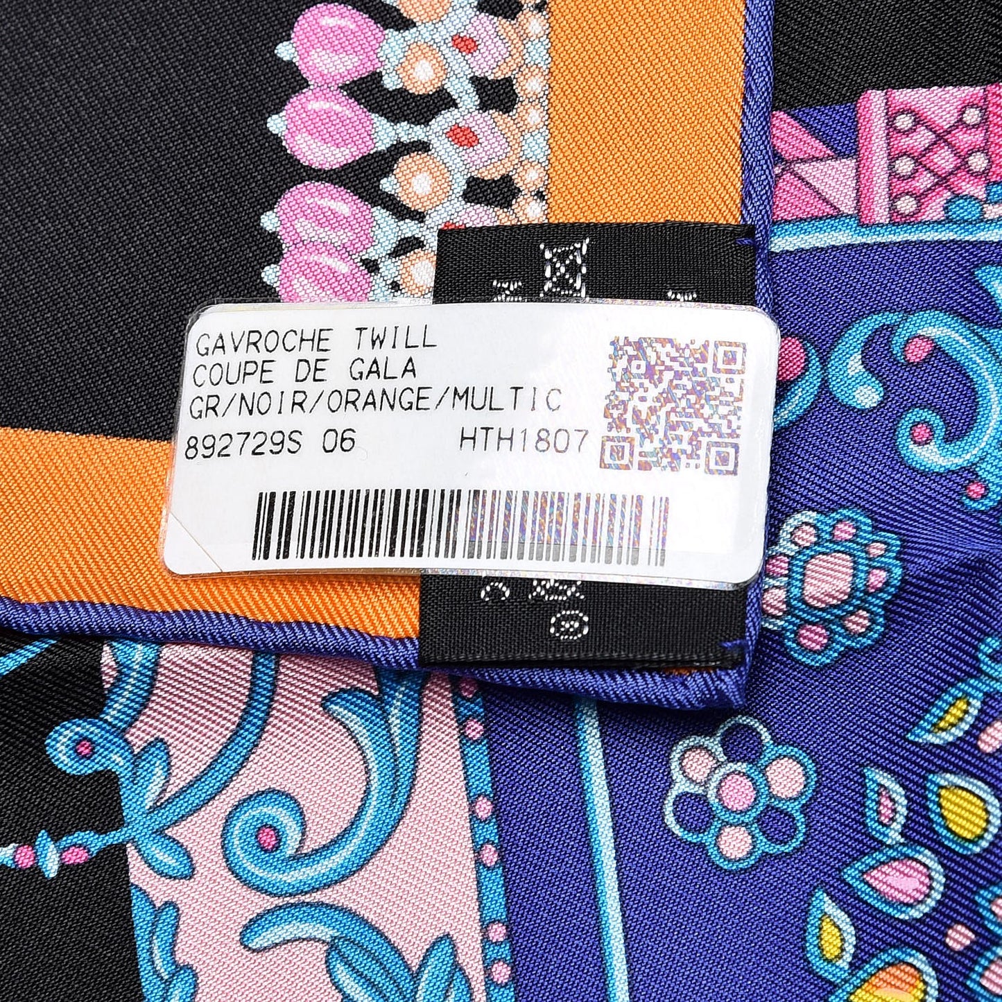 Silk Coupe De Gala Pocket Square Noir Orange Multicolor
