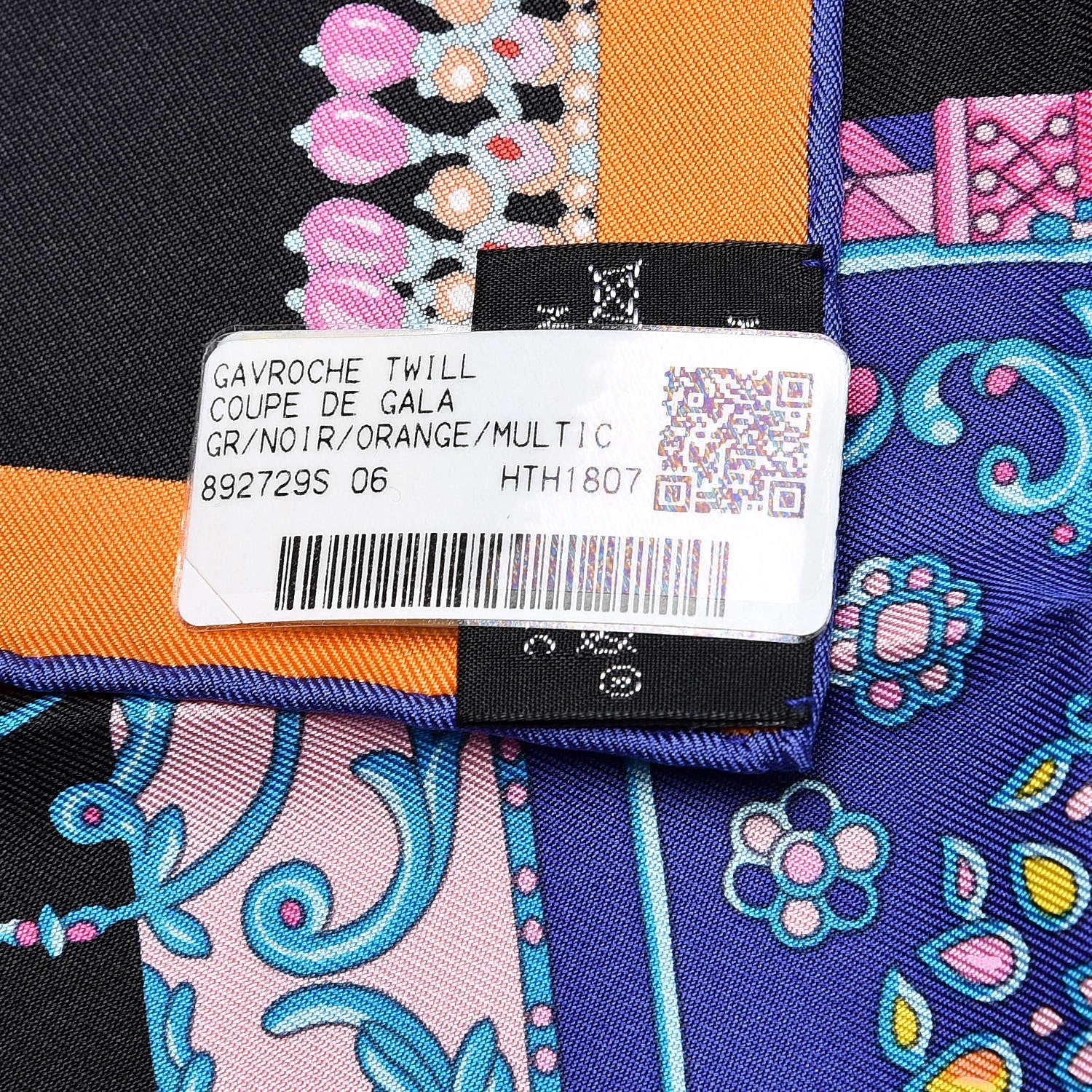 Hermes Silk Coupe De Gala Pocket Square Noir Orange Multicolor 5 of 6