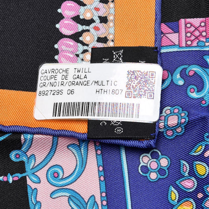 Hermes Silk Coupe De Gala Pocket Square Noir Orange Multicolor 5 of 6