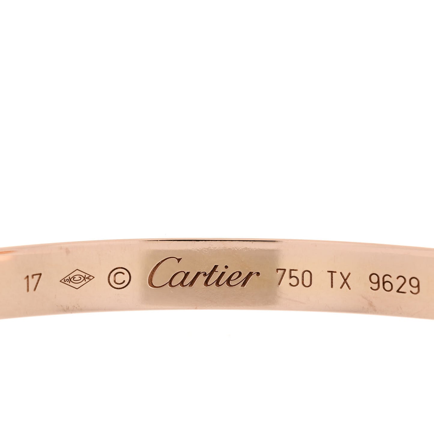 18K Pink Gold LOVE Cuff Bracelet 17