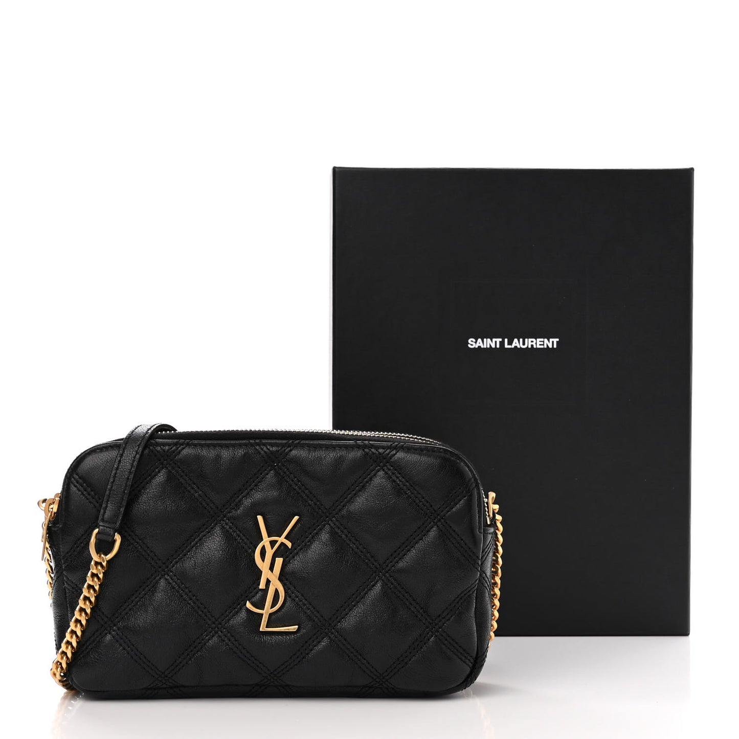 Grained Lambskin Quilted Mini Becky Double Zip Bag Black