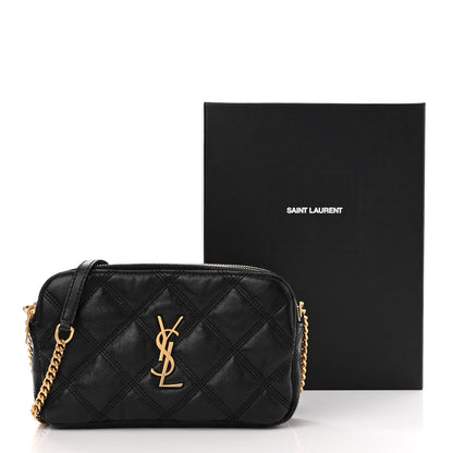 Saint Laurent Grained Lambskin Quilted Mini Becky Double Zip Bag Black 13 of 13
