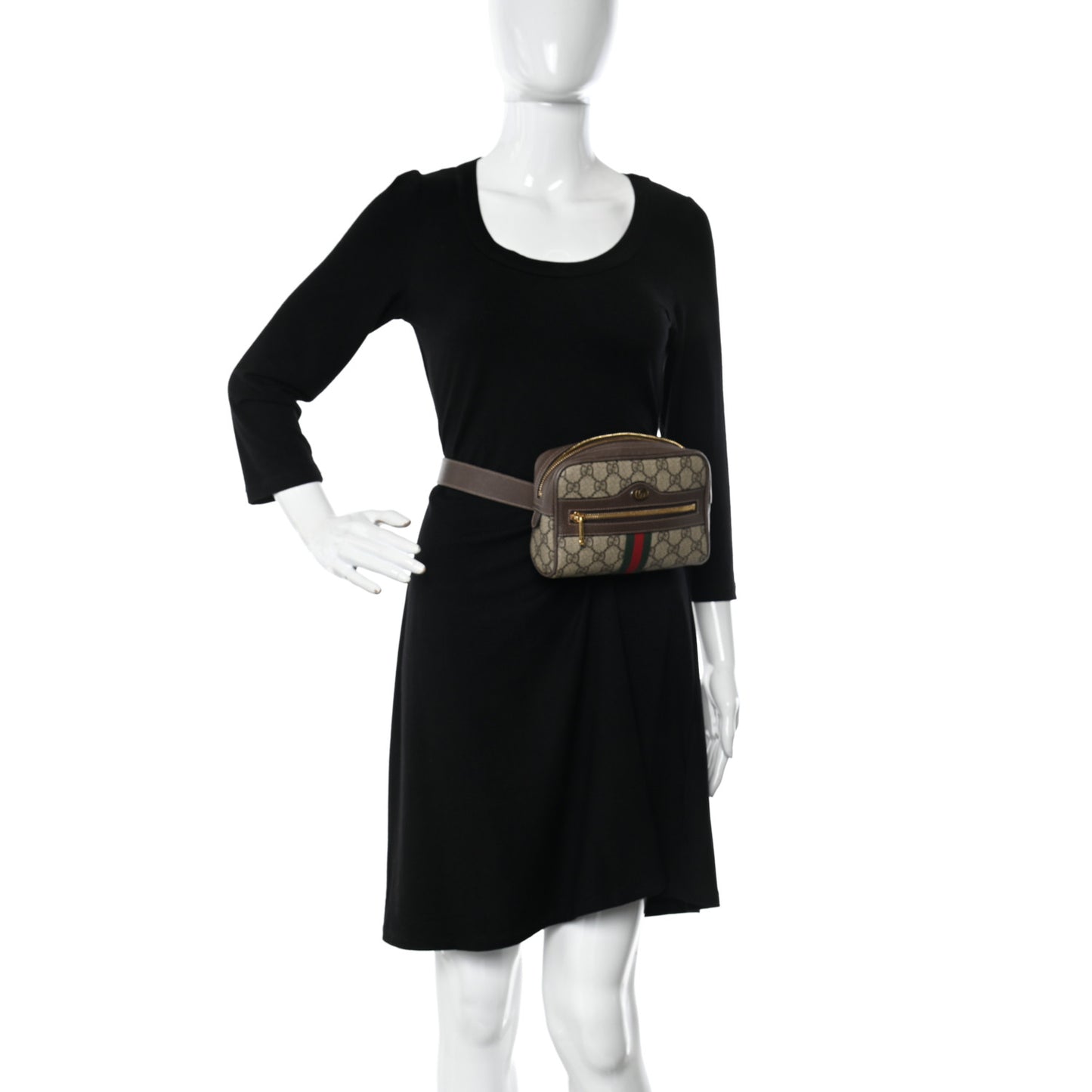 GG Supreme Monogram Web Small Ophidia Belt Bag 95 38 Dark Brown