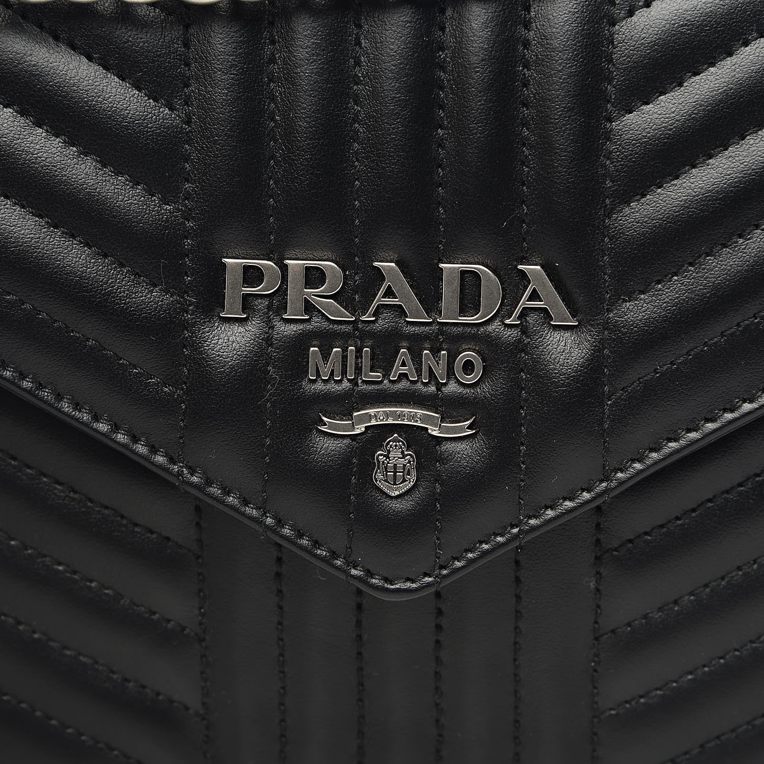 Prada Soft Calf Impunture Diagramme Flap Black 9 of 9