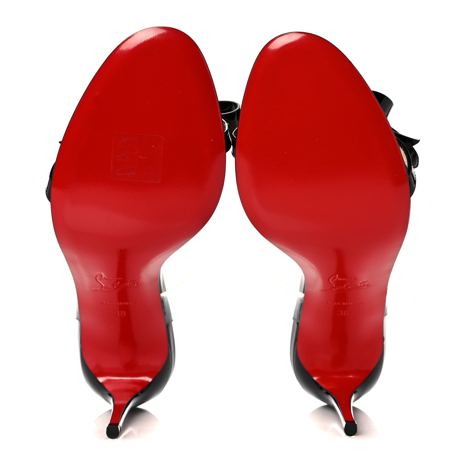 Christian Louboutin Patent PVC Just Nodo 85 Slide Sandals 38 Black 5 of 9