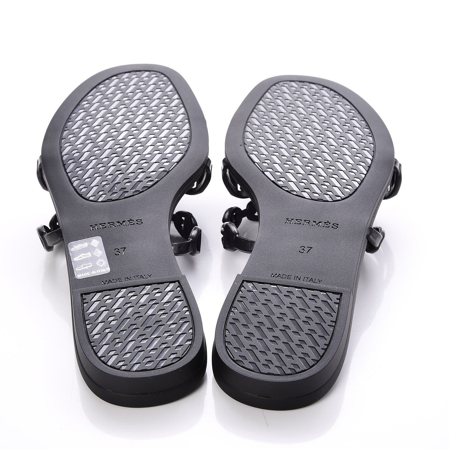 Hermes Rubber Chaine d'Ancre Rivage Sandals 37 Black 5 of 8