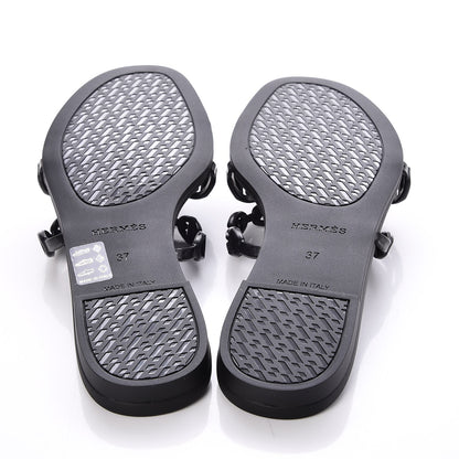 Hermes Rubber Chaine d'Ancre Rivage Sandals 37 Black 5 of 8