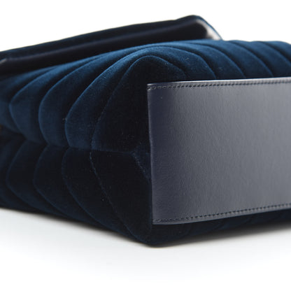 Saint Laurent Velvet Y Quilted Monogram Small Loulou Chain Satchel Medium Blue 9 of 10