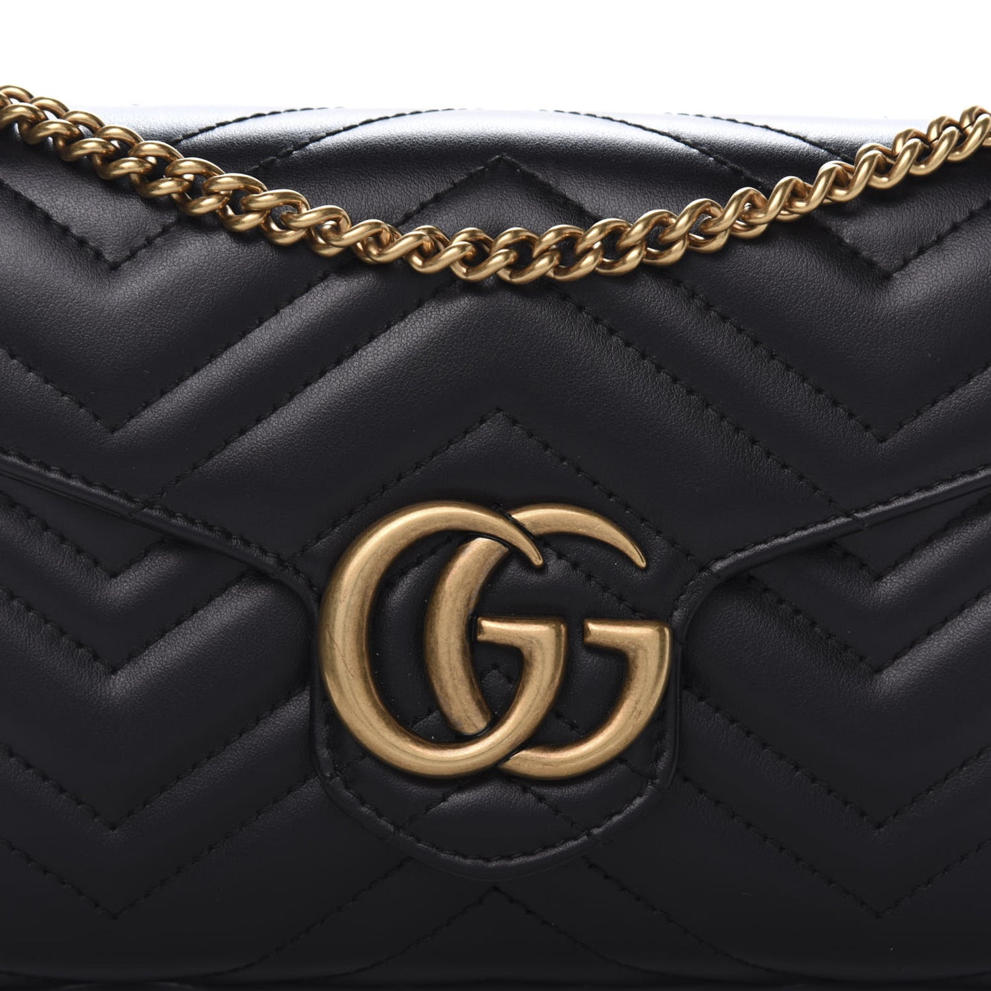 Calfskin Matelasse GG Marmont Chain Wallet Black