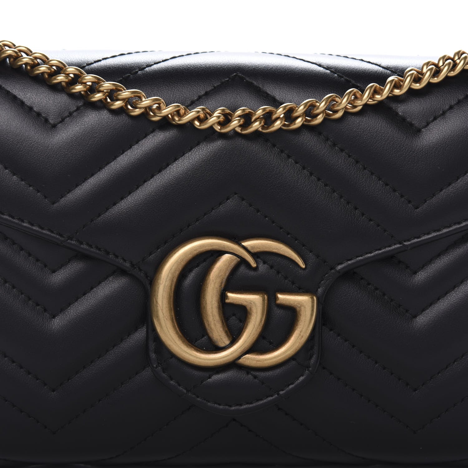 Gucci Calfskin Matelasse GG Marmont Chain Wallet Black 11 of 12
