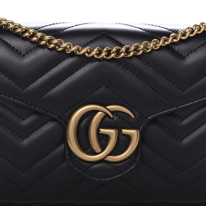 Gucci Calfskin Matelasse GG Marmont Chain Wallet Black 11 of 12