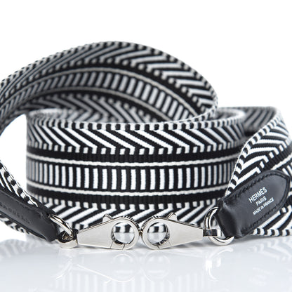 Hermes Toile Swift 50mm Sangle Cavale Shoulder Strap Black Ecru 6 of 6