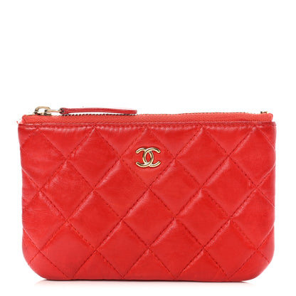 Chanel Lambskin Quilted Small Cosmetic Case Red 1 of 10