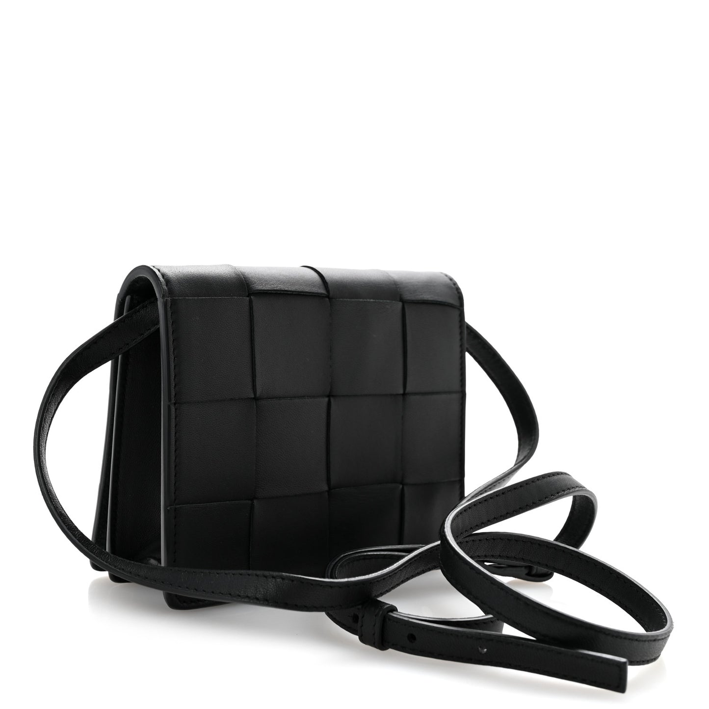 Lambskin Maxi Intrecciato Mini Cassette Crossbody Bag Black