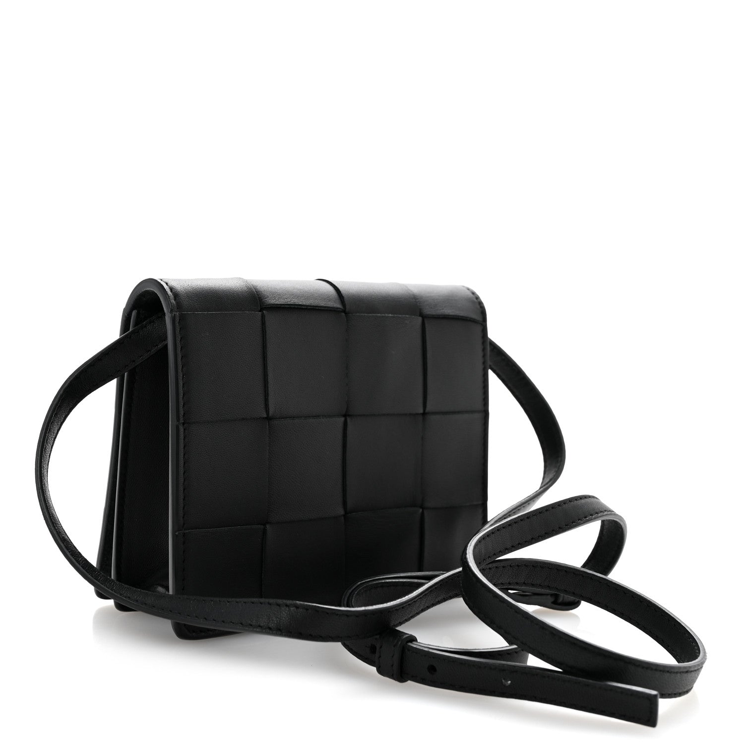 Bottega Veneta Lambskin Maxi Intrecciato Mini Cassette Crossbody Bag Black 3 of 12