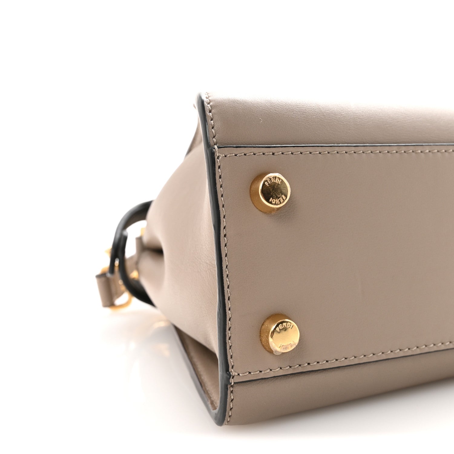 Fendi Vitello Tahiti Burro Medium Peekaboo Iconic Essentially Satchel Tortora Black 8 of 9