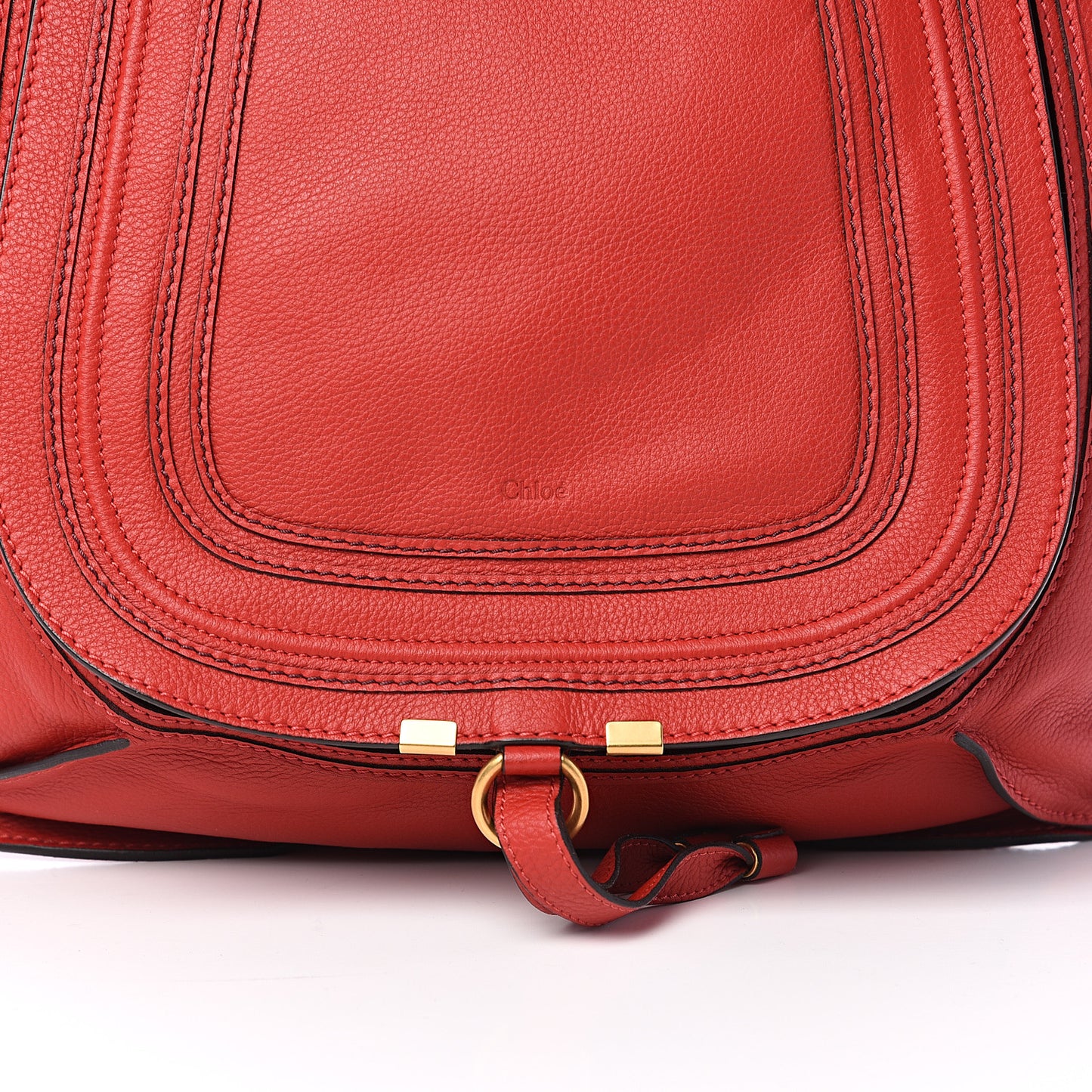 Calfskin Marcie Size Zip Satchel Plaid Red