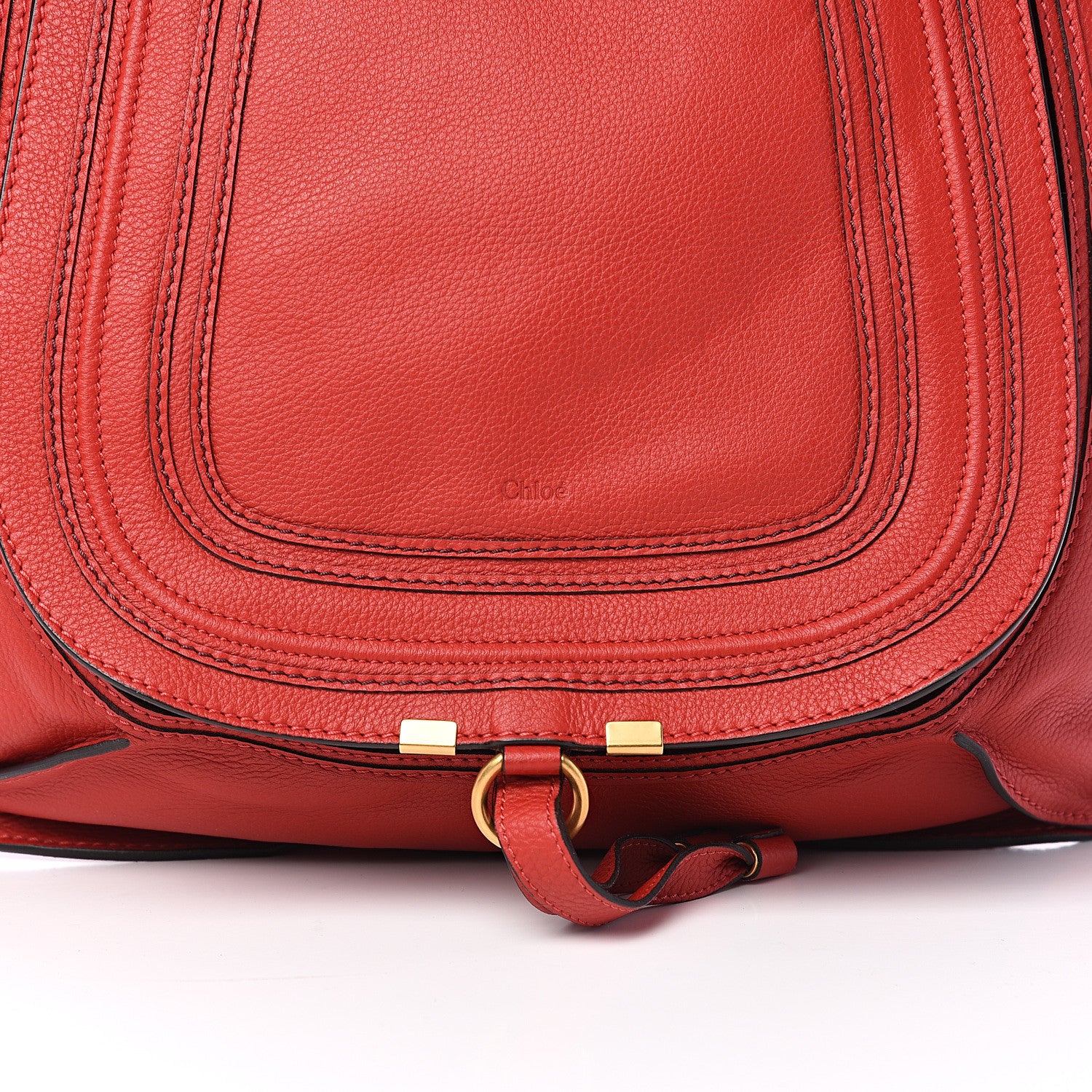 Chloe Calfskin Marcie Size Zip Satchel Plaid Red 9 of 9
