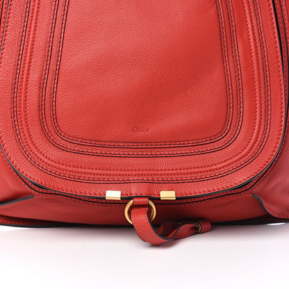 Chloe Calfskin Marcie Size Zip Satchel Plaid Red 9 of 9