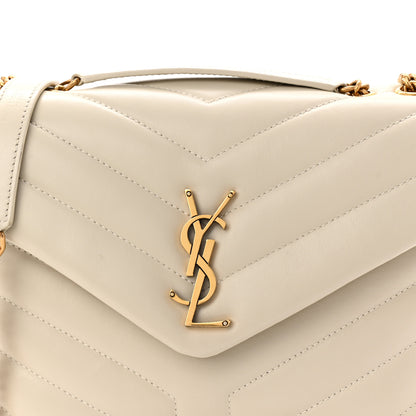 Saint Laurent Calfskin Y Quilted Monogram Small Loulou Chain Satchel Crema Soft 8 of 10