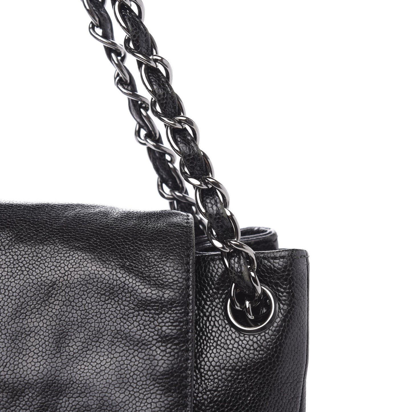 Glazed Caviar Pocket In The City Tote Black