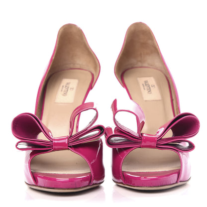 Valentino Garavani Patent Couture Bow Peep Toe d'Orsay 15/110mm Pumps 39.5 Fuchsia 2 of 10