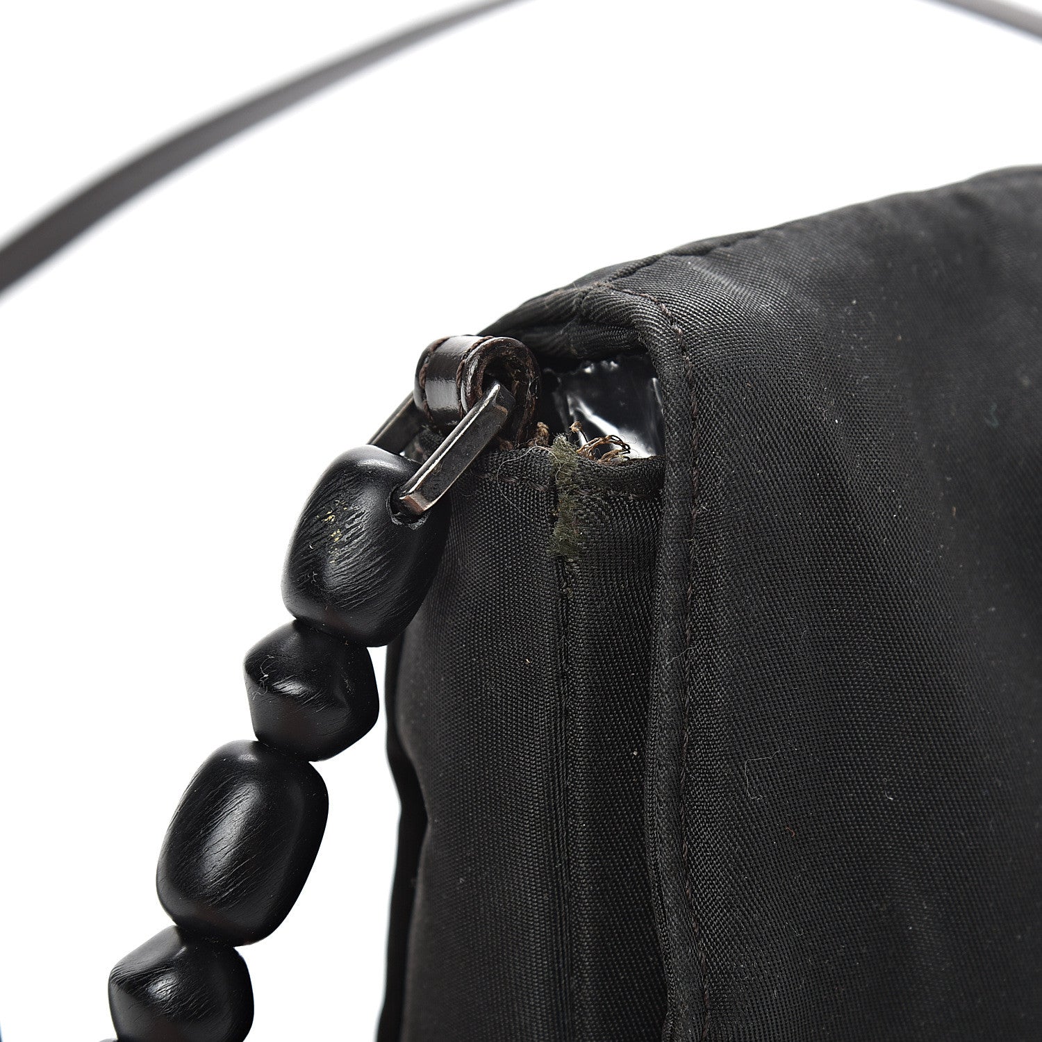 Christian Dior Nylon Calfskin Maris Pearl Beaded Shoulder Bag Black 10 of 15