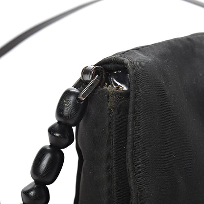 Christian Dior Nylon Calfskin Maris Pearl Beaded Shoulder Bag Black 10 of 15