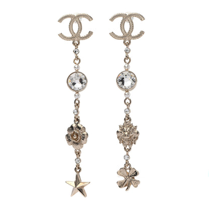 Chanel Crystal Pearl CC Charms Drop Earrings Gold 1 of 4