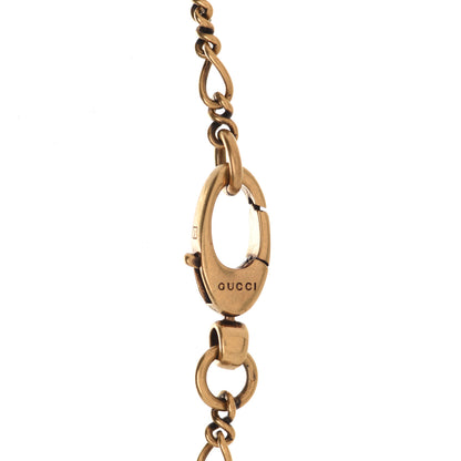 Gucci Crystal Embellished Strawberry Necklace Red Aged Gold 5 of 7