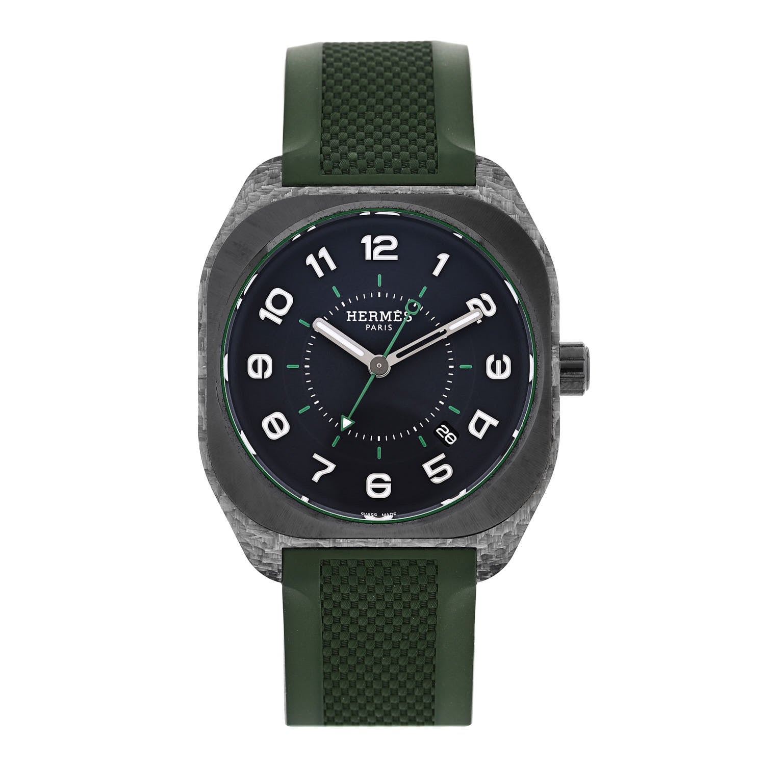 Hermes Glass Fiber Ceramic Rubber 39mm H08 Automatic Watch Vert 1 of 5