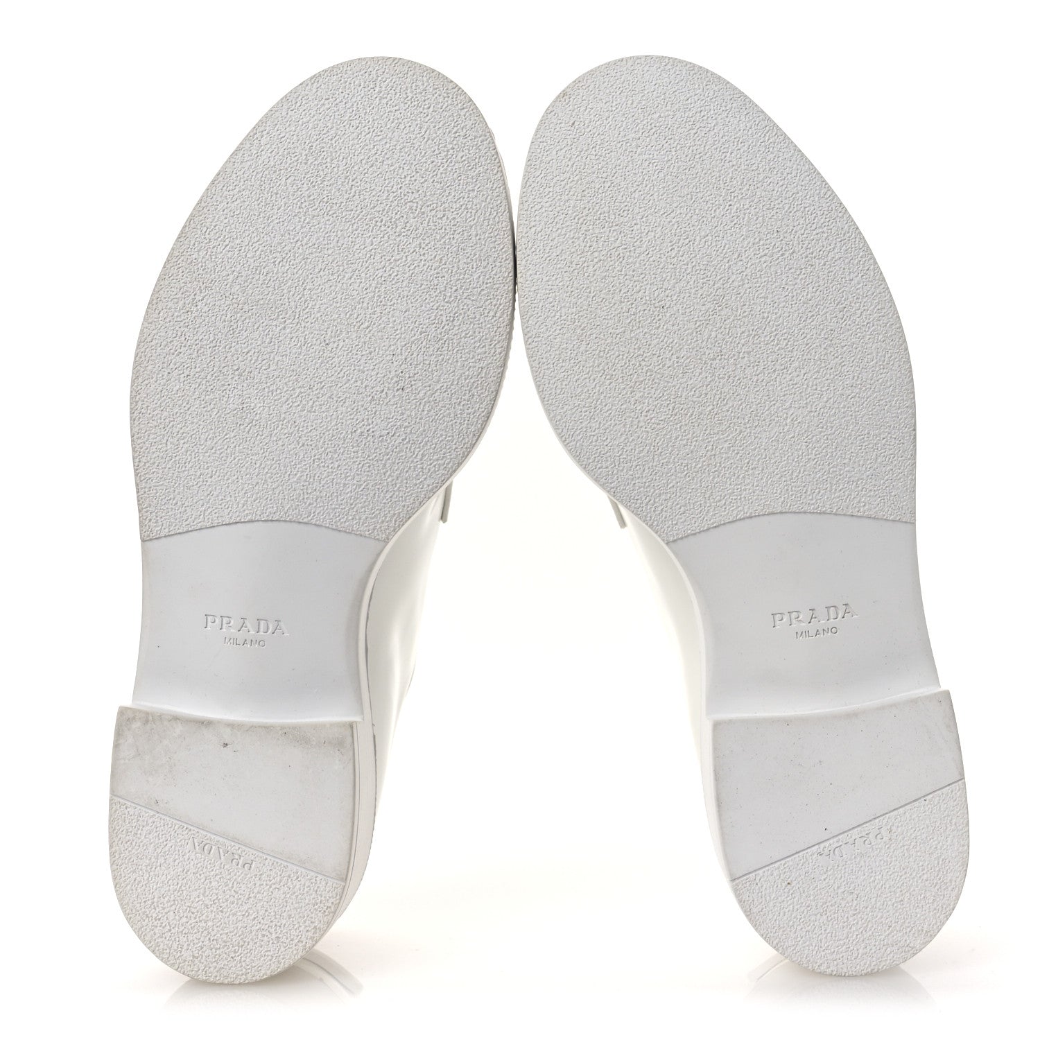 Prada Spazzolato Calzature Donna Triangle Logo 50mm Derby Loafers 36.5 White 7 of 11