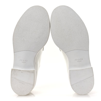 Prada Spazzolato Calzature Donna Triangle Logo 50mm Derby Loafers 36.5 White 7 of 11