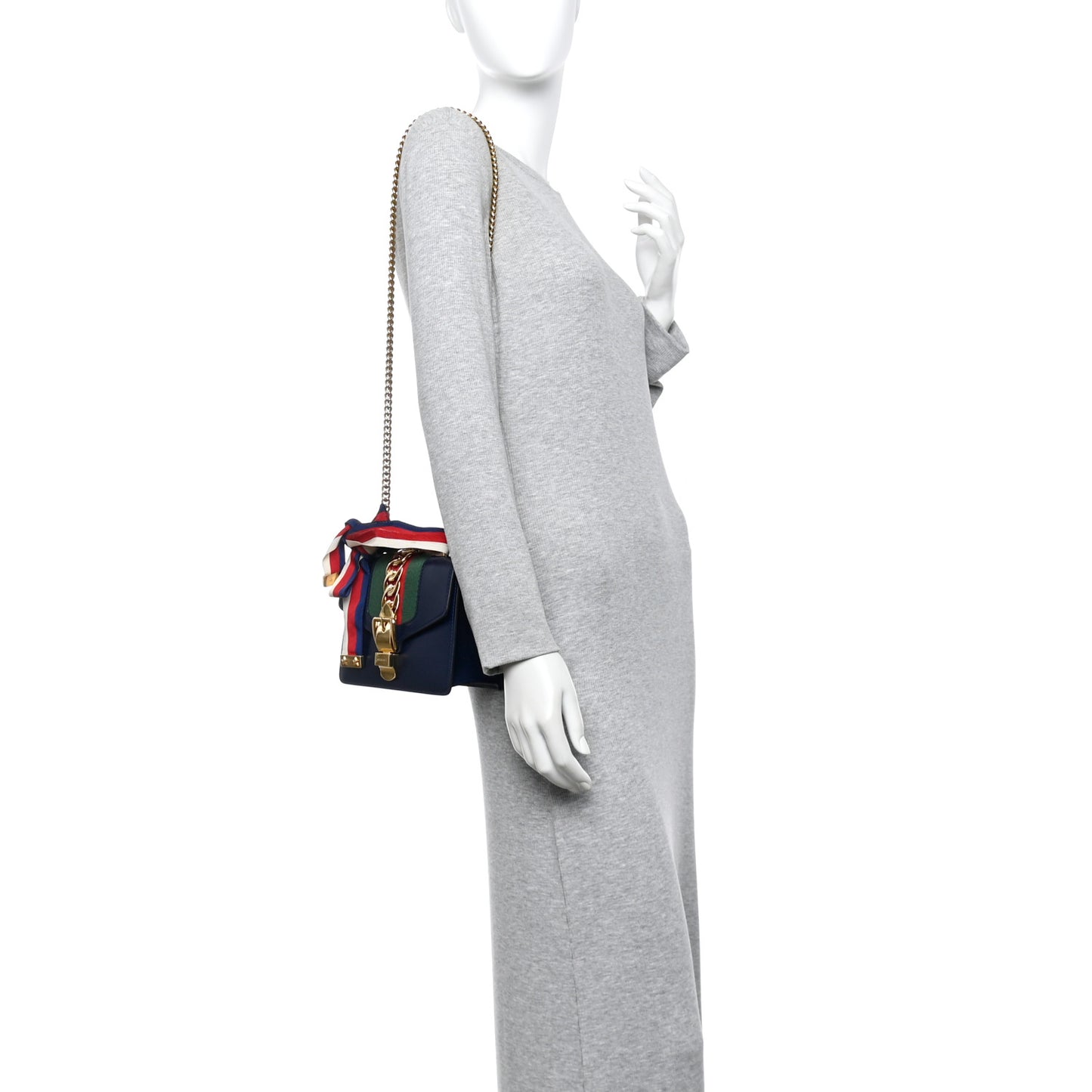 Calfskin Mini Sylvie Chain Shoulder Bag Blue Agata
