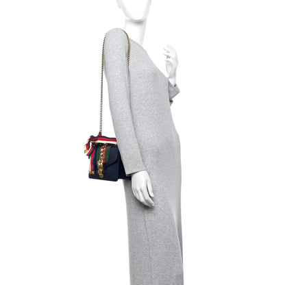 Gucci Calfskin Mini Sylvie Chain Shoulder Bag Blue Agata 2 of 11
