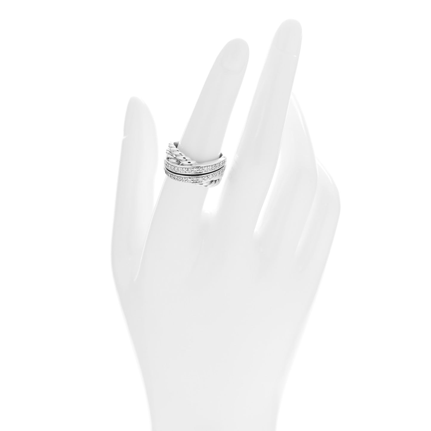 Sterling Silver Pave Diamond 11mm Crossover Cable Ring 54 7