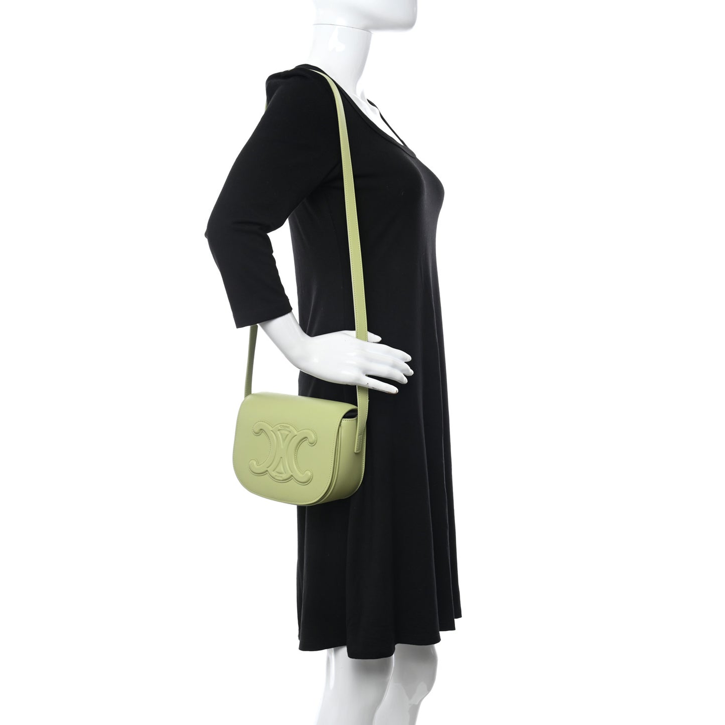 Smooth Calfskin Cuir Triomphe Folco Crossbody Bag Light Jade